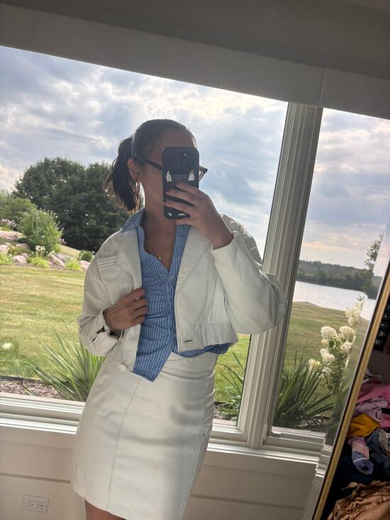 Paris Sport Club Jackets & Blazers - White 80s vintage 100% leather jacket and skirt set